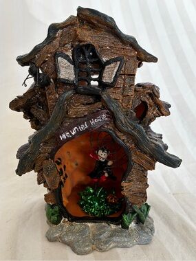 Vintage Halloween Rustic Resin Haunted House Decor Tealight